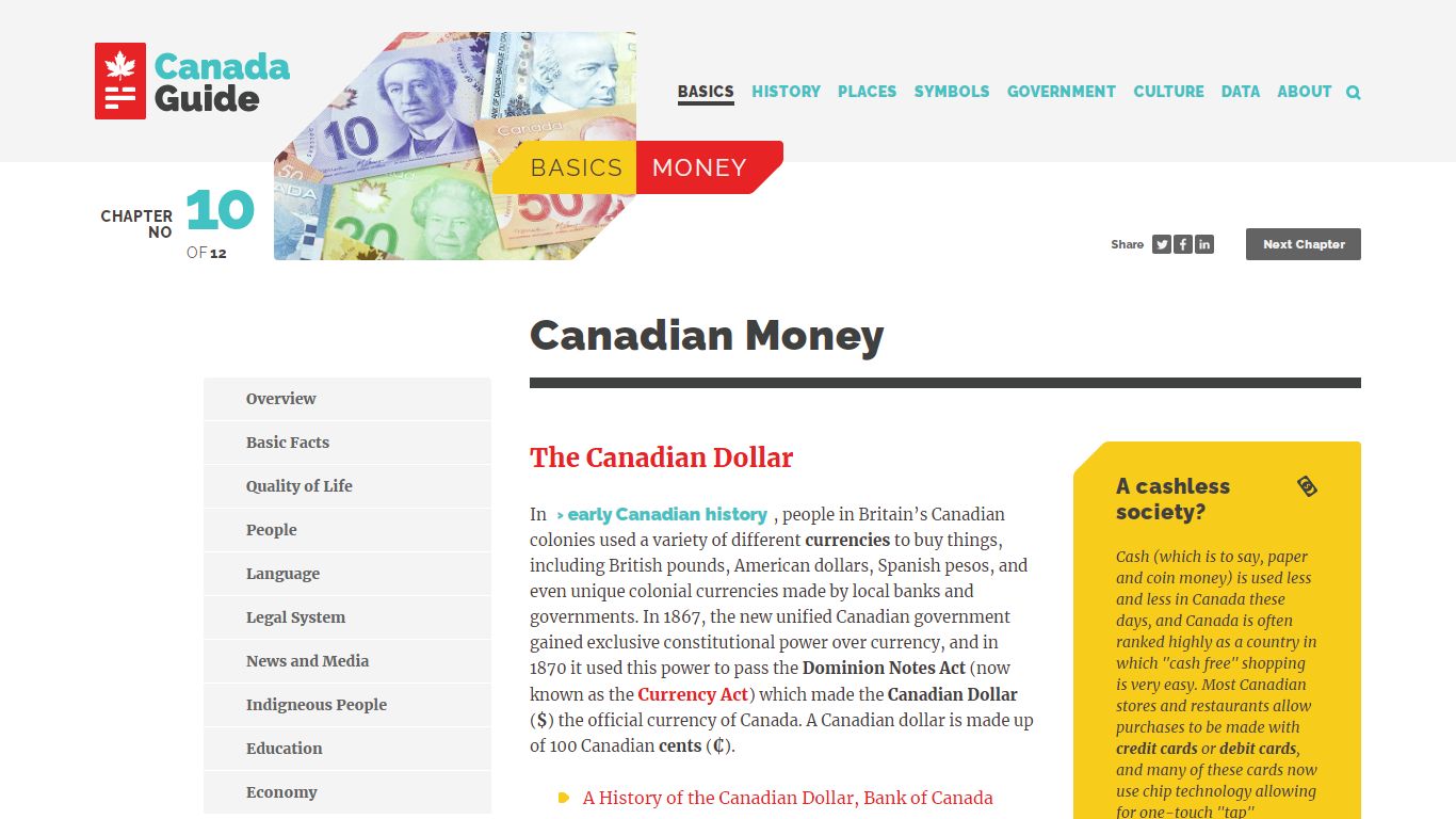 Money | The Canada Guide