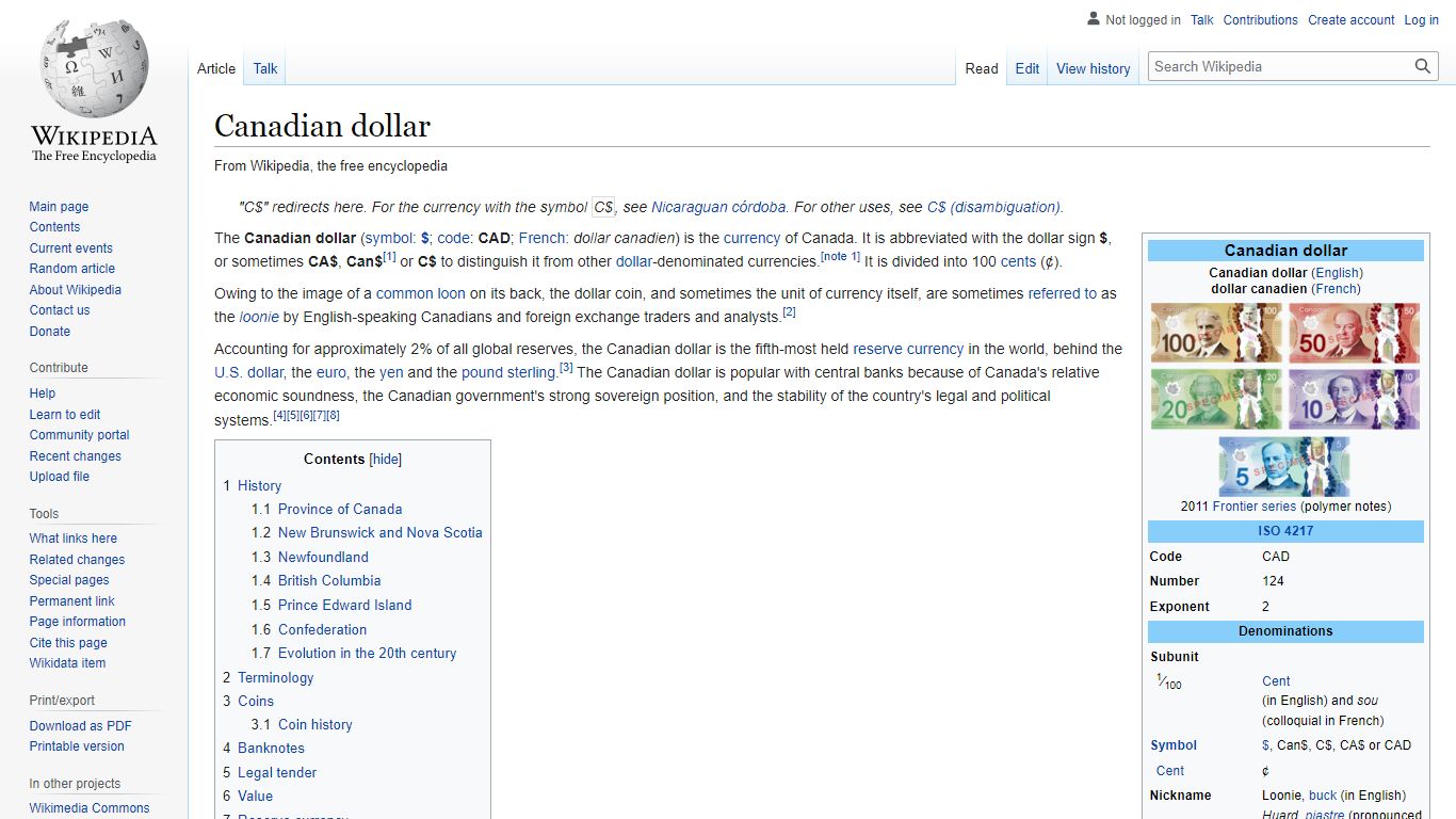 Canadian dollar - Wikipedia