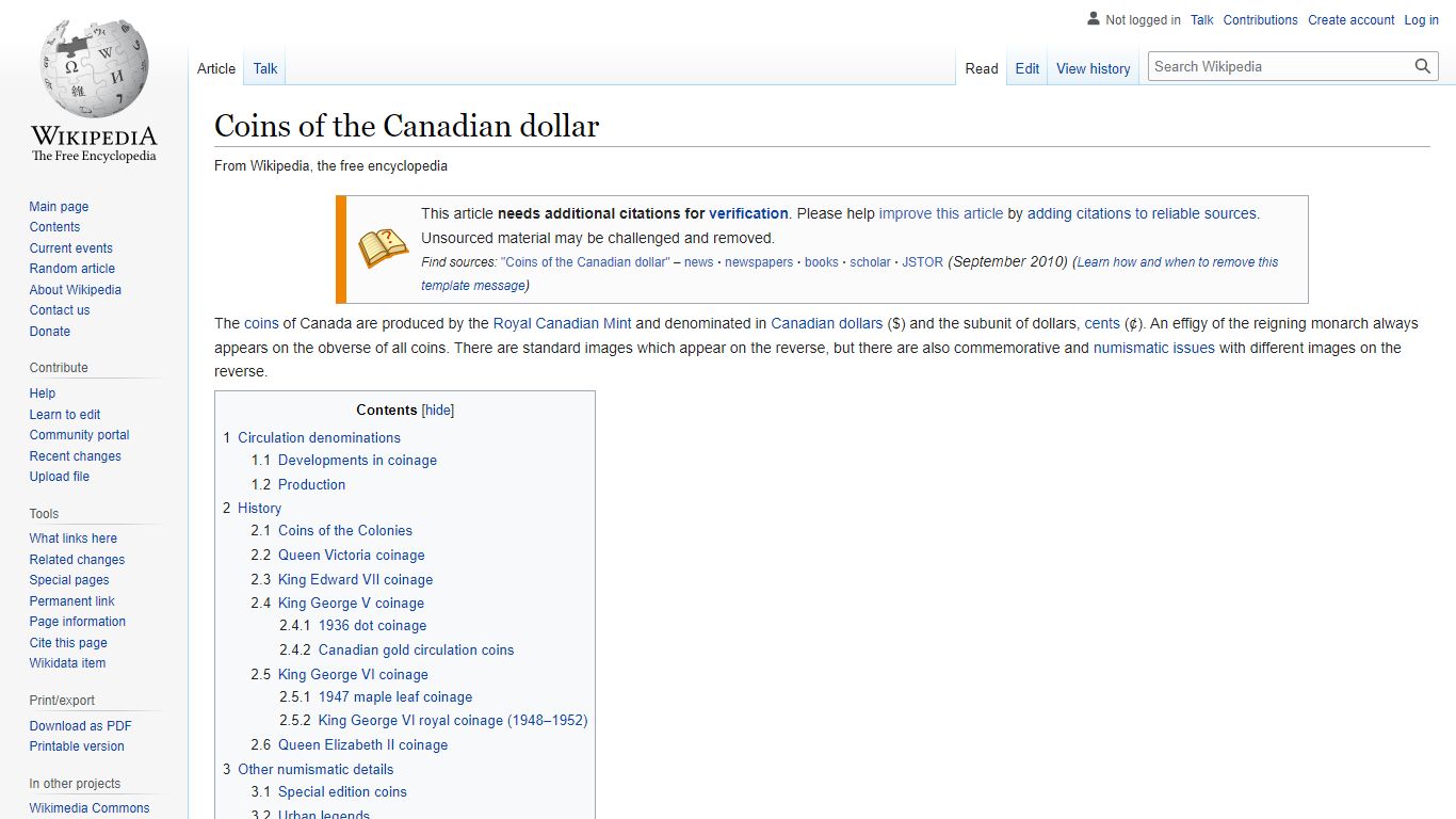 Coins of the Canadian dollar - Wikipedia