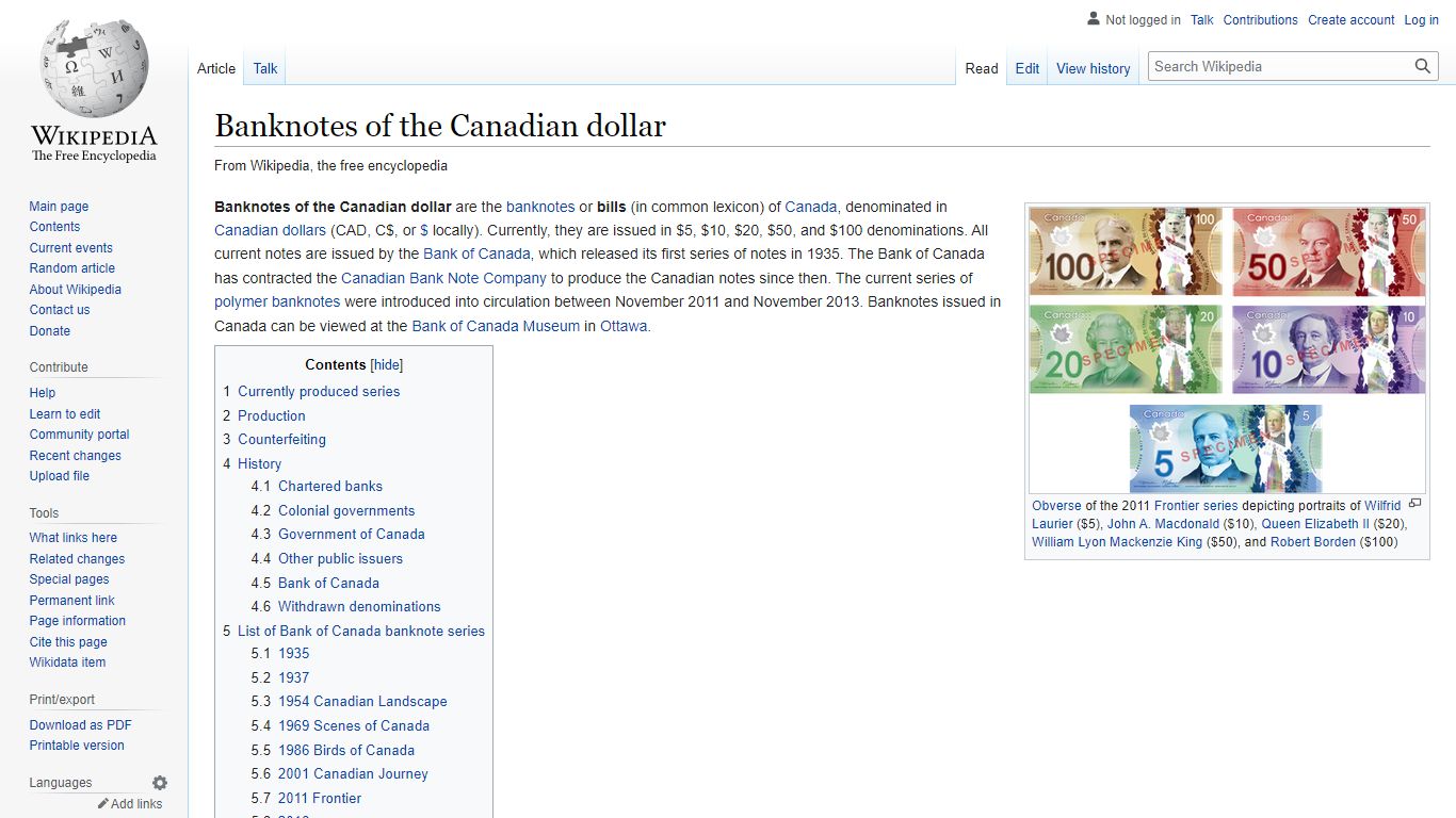 Banknotes of the Canadian dollar - Wikipedia